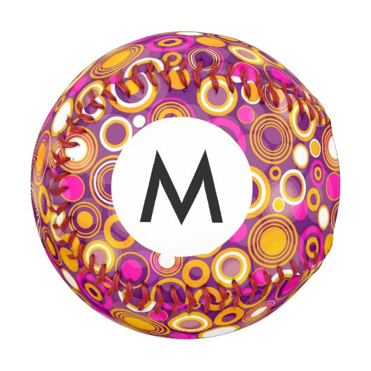 紫色の水玉模様パターン 野球ボール (正面左)