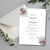 紫色の水色のエレガントフローラ結婚の 招待状