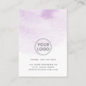 紫色の水色のカスタムロゴ垂直 予約カード (裏面)