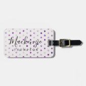 紫色の水色のドットモノグラム ラゲッジタグ (正面横)
