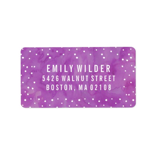 紫色の水色のドット赤ちゃんシャワー ラベル (正面)