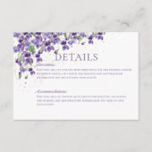紫色の水色のバイオリッ結婚トの詳細 エンクロージャーカード (正面)