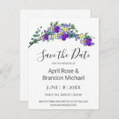 紫色の水色のバイオリラベンダーユーカリ セーブザデート (正面/裏面)