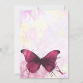 紫色の水色のバタフライティーパーティー 招待状 (裏面)