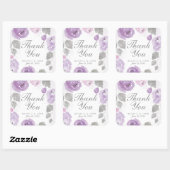 紫色の水色のバラありがとうスティッカー スクエアシール (シート)