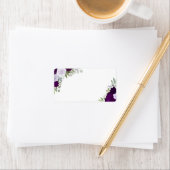 紫色の水色のバラ空白のDIY結婚のアドレス ラベル (インサイチュ)