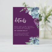 紫色の水色のフローラエレガントな結婚式 エンクロージャーカード (スタンド正面)