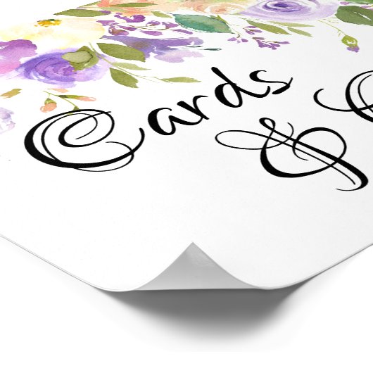 紫色の水色のフローラギフトとカードのサイン ポスター (角)