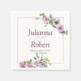 紫色の水色のフローラナプキン スタンダードカクテルナプキン