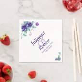 紫色の水色のフローラナプキン スタンダードカクテルナプキン (インサイチュ)