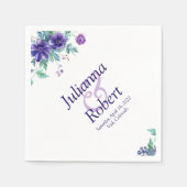 紫色の水色のフローラナプキン スタンダードカクテルナプキン (正面)