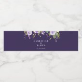 紫色の水色のフローラ結婚 ペットボトルラベル (シングルラベル)