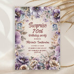 紫色の水色のフローラ蝶サプライズ70th 招待状<br><div class="desc">紫のエレガント水色のフローラと蝶の驚き70th誕生日パーティーの女性のための招待。文字はカスタマイズ可能なので、この招待は任意の誕生日の女性のために祝設計されている。(18日、21日、30日、40日、50日、60日、70日、80日、90日、100日... .任意の年齢)文字、フォント、文言は完全にカスタマイズ可能。連絡カスタマイ救済ズまたは一致する製品で私たち。</div>