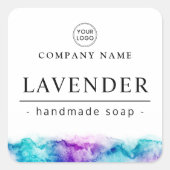 紫色の水色のロゴカスタム製品ラベル スクエアシール (正面)