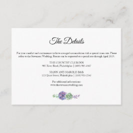 紫色の水色の多肉性詳細結婚ズスイート エンクロージャーカード