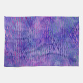紫色の水色の波状ストライプモダン色 キッチンタオル (横)