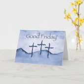 紫色の水色の良い金曜日十字 カード (黄色い花)