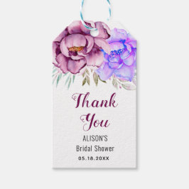 紫色の水色の花ありがとうブライダルシャワー ギフトタグ