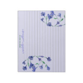 紫色の水色の花が並パーソナライズされたんだ ノートパッド (回転)