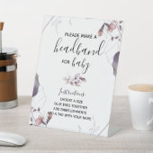 紫色の水色の花のサイン – Headband Station 台座サイン (インサイチュ)