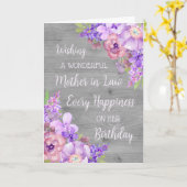 紫色の水色の花の母in法律 カード (黄色い花)