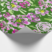 紫色の水色の花の牡丹デザイン ラッピングペーパー (角)