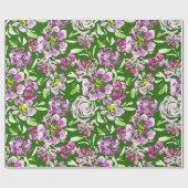 紫色の水色の花の牡丹デザイン ラッピングペーパー (フラット)