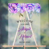 紫色の水色の花は霜で覆結婚われた アクリルサイン (ニュートラル)