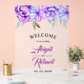 紫色の水色の花は霜で覆結婚われた アクリルサイン (ウェディング)