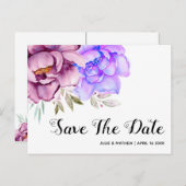 紫色の水色の花フローラ保存日付 ポストカード (正面/裏面)