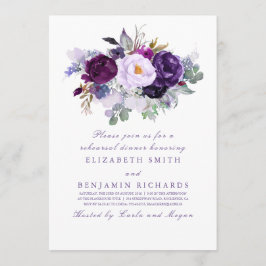 紫色の水色の花リハーサルディナー 招待状