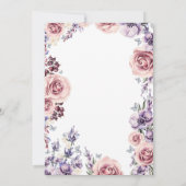 紫色の水色の花ロマンチックな誕生日パーティー 招待状 (裏面)