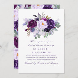 紫色の水色の花ロマンチックブライダルシャワー 招待状