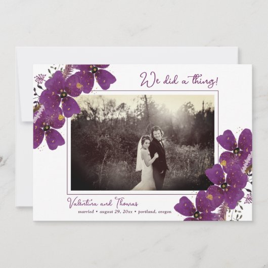 紫色の水色の花我々は物の駆け落ちをした 案内状 (正面)