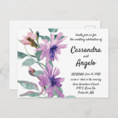 紫色の水色の花結婚の ポストカード (正面/裏面)