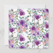 紫色の水色の花結婚の 招待状 (裏面)