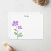 紫色の水色の花茎ノートカード ノートカード (正面/裏面インサイチュ)