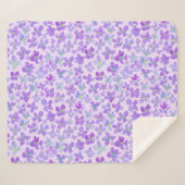 紫色の水色の花薄紫デザインフリース 空白の シェルパブランケット (正面(横))
