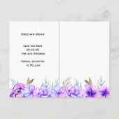 紫色の水色の花薄紫保存日付 ポストカード (裏面)