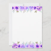 紫色の水色の花薄紫婚約 招待状 (裏面)