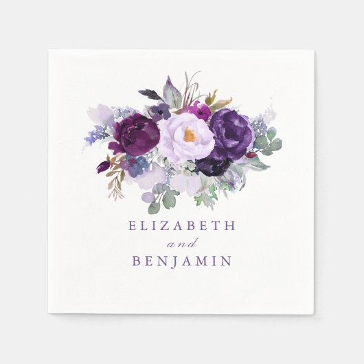 紫色の水色の花 スタンダードカクテルナプキン (正面)