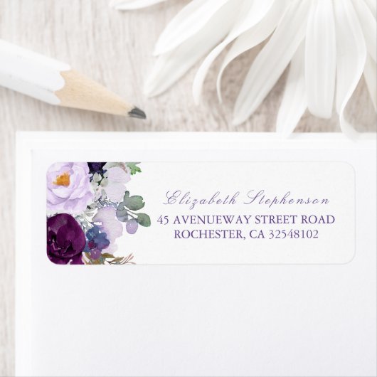 紫色の水色の花 ラベル (インサイチュ)