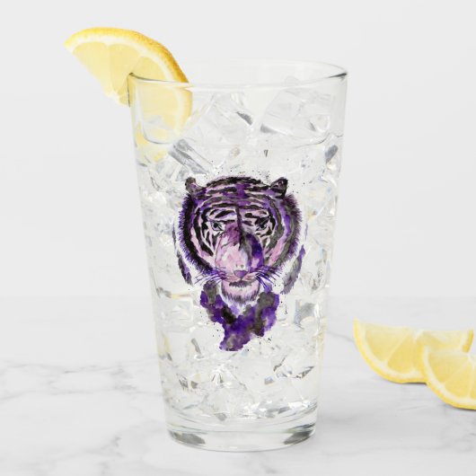 紫色の水色の虎 タンブラーグラス (アイス正面)