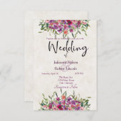 紫色の水色の野生の花結婚式招待状 招待状 (正面/裏面)