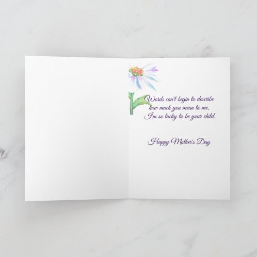 紫色の水色の野花カスタムの母の日 シーズンカード (内部)