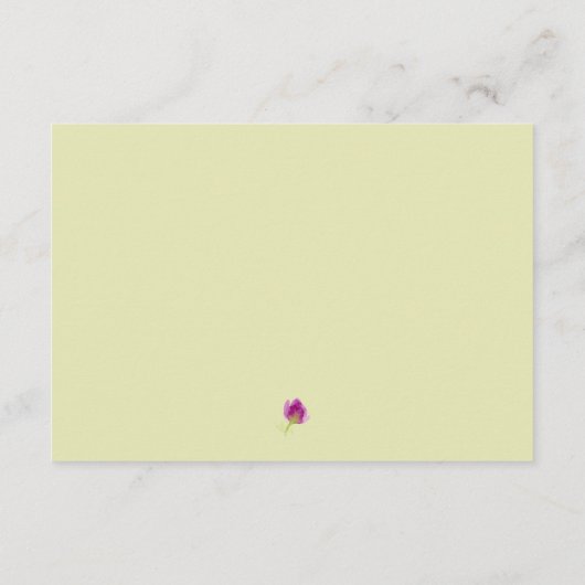 紫色の水色の開花ウェディングレセプション エンクロージャーカード (裏面)