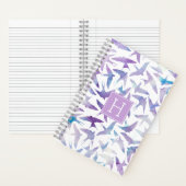 紫色の水色の鳥パターン ノートブック (内側)