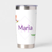 紫色の水色アイリスコパーソナライズされたーヒーマグ 保温保冷タンブラー (左面)