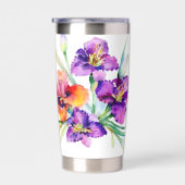紫色の水色アイリスコパーソナライズされたーヒーマグ 保温保冷タンブラー (右面)