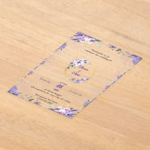 紫色の水色アクリル結婚式招待状 アクリル招待状 (レイダウン)